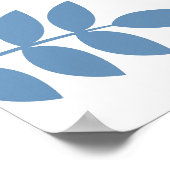 Jacobean Bloemen LG Patroon Blauw op Wit Poster (Hoek)