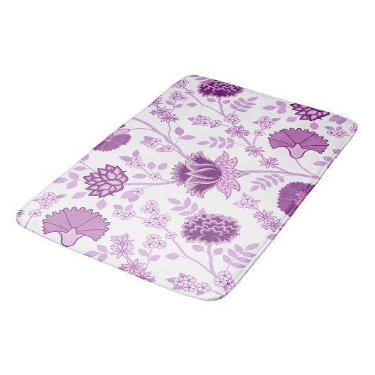 Jacobean Bloemen LG Patroon Pinks op Wit Badmat (Gekanteld)