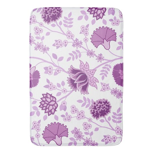 Jacobean Bloemen LG Patroon Pinks op Wit Badmat (Voorkant Verticaal)