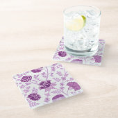 Jacobean Bloemen LG Patroon Pinks op Wit Glazen Onderzetter (Schuin)