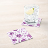 Jacobean Bloemen LG Patroon Pinks op Wit Kartonnen Onderzetters (Insitu)