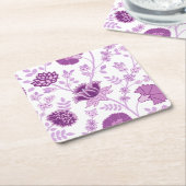 Jacobean Bloemen LG Patroon Pinks op Wit Kartonnen Onderzetters (Schuin)