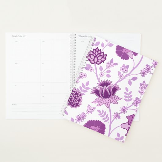 Jacobean Bloemen LG Patroon Pinks op Wit Planner (Display)