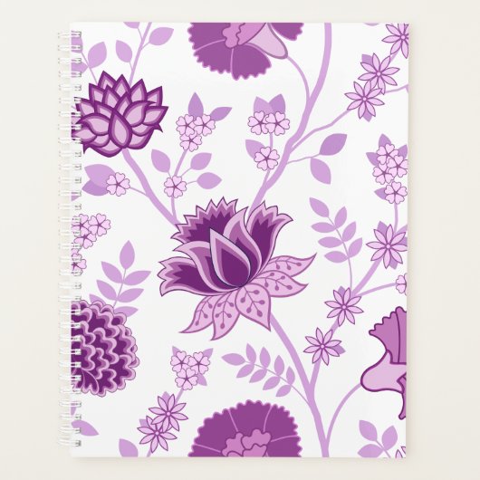 Jacobean Bloemen LG Patroon Pinks op Wit Planner (Voorkant)