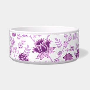 Jacobean Bloemen LG Patroon Pinks op Wit Voerbakje