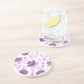 Jacobean Bloemen LG Patroon Pinks op Wit Zandsteen Onderzetter (Zijkant)