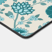 Jacobean Bloemen LG Patroon Teals op Cream Bureaumat (Hoek)