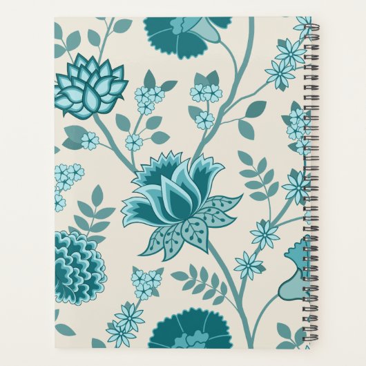 Jacobean Bloemen LG Patroon Teals op Cream Planner (Achterkant)