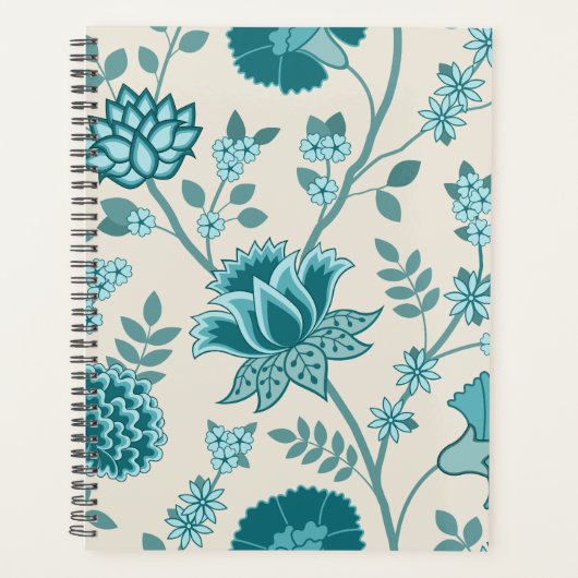 Jacobean Bloemen LG Patroon Teals op Cream Planner (Voorkant)
