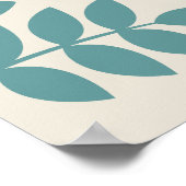 Jacobean Bloemen LG Patroon Teals op Cream Poster (Hoek)