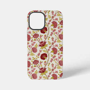 Jacobean Bloempatroon Rood Roze Goud Crème iPhone 12 Mini Hoesje