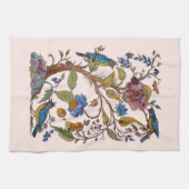 Jacobean Blush Pink Bird Floral Folk  Theedoek (Horizontaal)