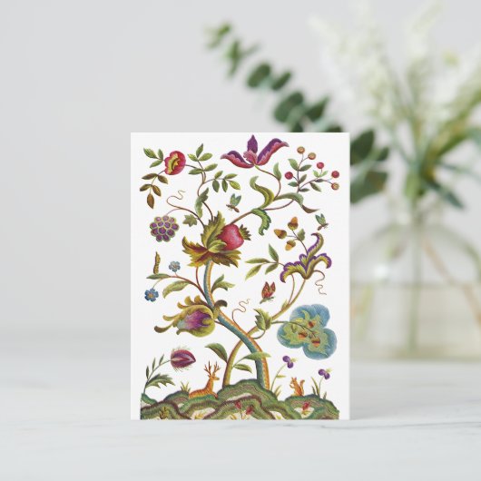 Jacobean Crewel Embroidery Tree of Life Briefkaart (Staand voorkant)