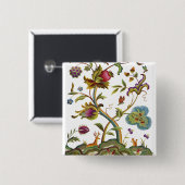 Jacobean Crewel Embroidery Tree of Life Vierkante Button 5,1 Cm (Voorkant /achterkant)