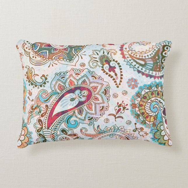 Jacobean Etnisch Bloemen Patroon Accent Kussen (Voorkant)