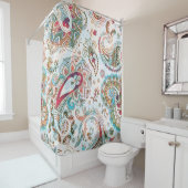 Jacobean Etnisch Bloemen Patroon Douchegordijn (In situ)