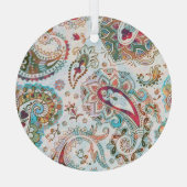 Jacobean Etnisch Bloemen Patroon Glas Ornament (Achterkant)