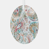 Jacobean Etnisch Bloemen Patroon Glas Ornament (Voorkant links)