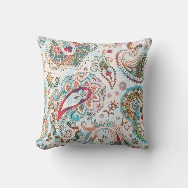 Jacobean Etnisch Bloemen Patroon Kussen (Voorkant)