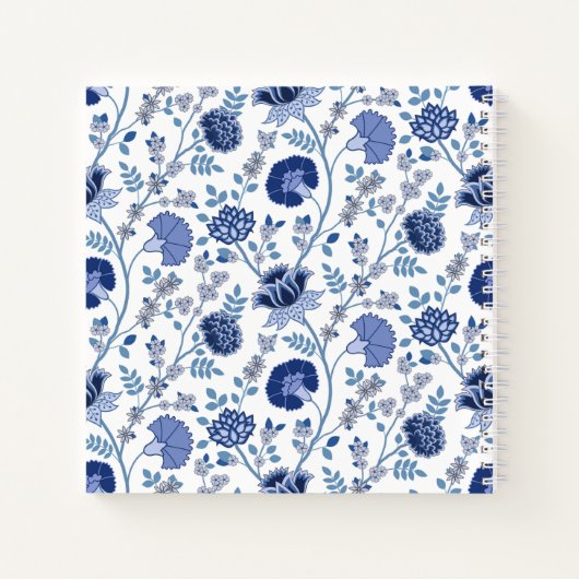 Jacobean Floral 2Way Pattern Blues on White Notitieboek (Achterkant)