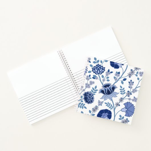 Jacobean Floral 2Way Pattern Blues on White Notitieboek (Binnen)