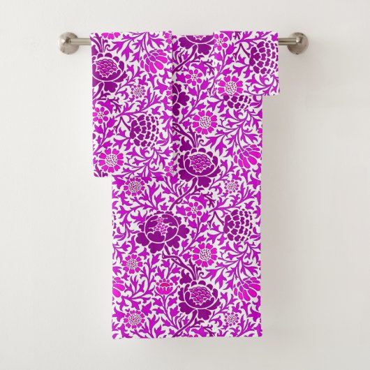 Jacobean Floral, Amethyst Paars en Lila Bad Handdoek (Insitu)