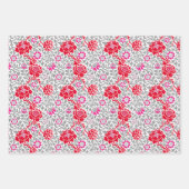 Jacobean Floral Behang, Paarse Turquoise & Grijs Inpakpapier Vel (Voorkant 3)