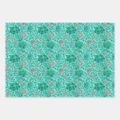 Jacobean Floral Behang, Paarse Turquoise & Grijs Inpakpapier Vel (Voorkant 2)