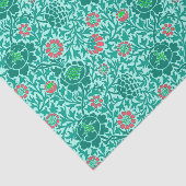 Jacobean Floral Behang, Turquoise, Aqua & Coral Tissuepapier (Detail)