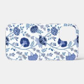 Jacobean Floral Big Pattern Blues op wit Case-Mate iPhone Case (Achterkant (horizontaal))