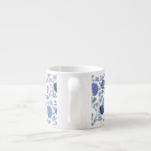 Jacobean Floral Big Pattern Blues op wit Espresso Kop (Achterkant)