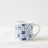 Jacobean Floral Big Pattern Blues op wit Espresso Kop (Rechts)