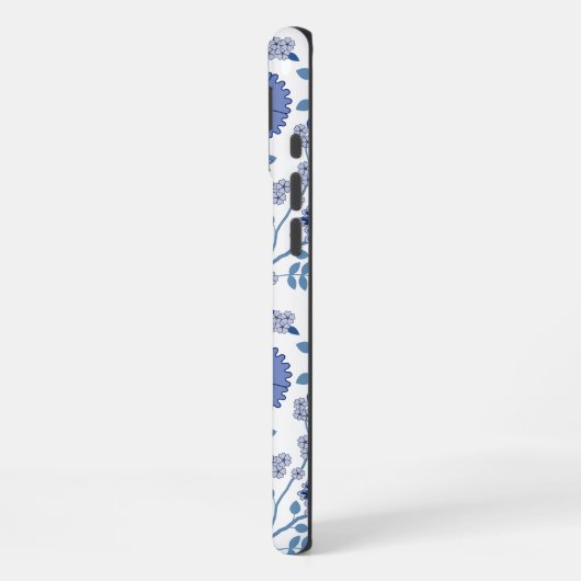 Jacobean Floral Big Pattern Blues op wit iPhone Hoesje (Linkerkant)