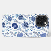 Jacobean Floral Big Pattern Blues op wit iPhone Hoesje (Achterkant horizontaal)