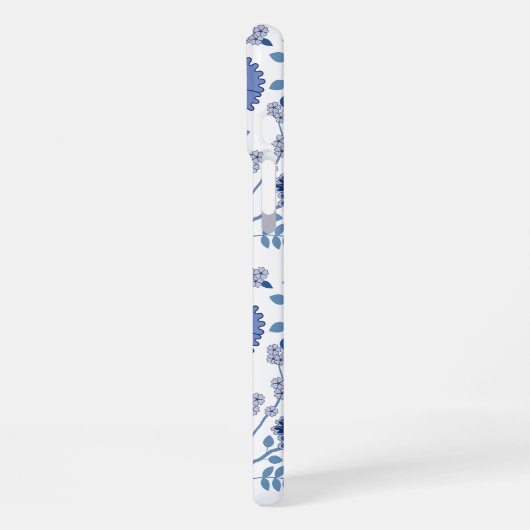Jacobean Floral Big Pattern Blues op wit iPhone Hoesje (Linkerkant)