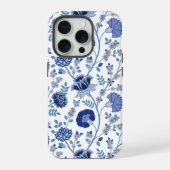 Jacobean Floral Big Pattern Blues op wit iPhone Hoesje (Achterkant)