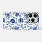 Jacobean Floral Big Pattern Blues op wit iPhone Hoesje (Achterkant horizontaal)