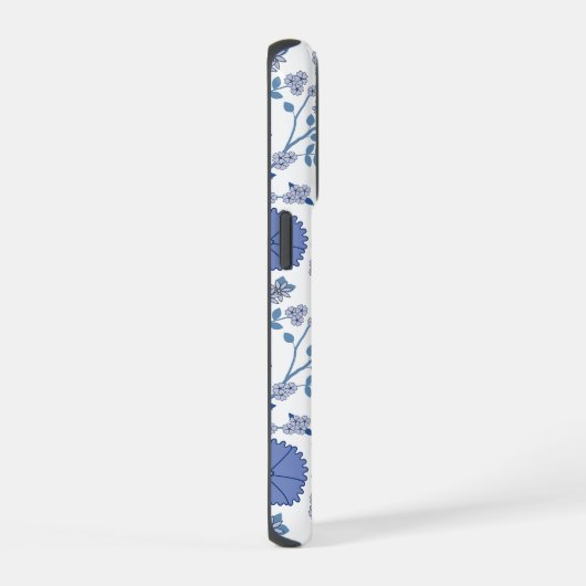 Jacobean Floral Big Pattern Blues op wit iPhone Hoesje (Rechterkant)