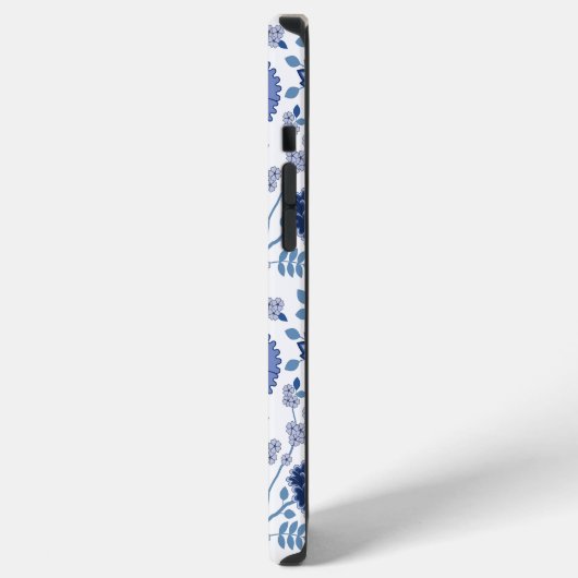 Jacobean Floral Big Pattern Blues op wit iPhone Hoesje (Linkerkant)