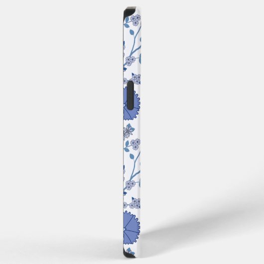 Jacobean Floral Big Pattern Blues op wit iPhone Hoesje (Rechterkant)