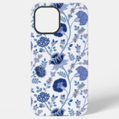 Jacobean Floral Big Pattern Blues op wit iPhone Hoesje (Achterkant)