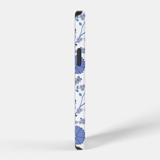 Jacobean Floral Big Pattern Blues op wit iPhone Hoesje (Rechterkant)