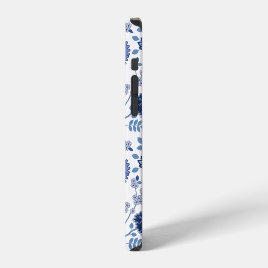 Jacobean Floral Big Pattern Blues op wit iPhone Hoesje (Linkerkant)