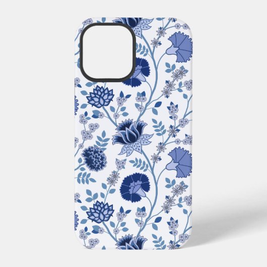Jacobean Floral Big Pattern Blues op wit iPhone Hoesje (Achterkant)