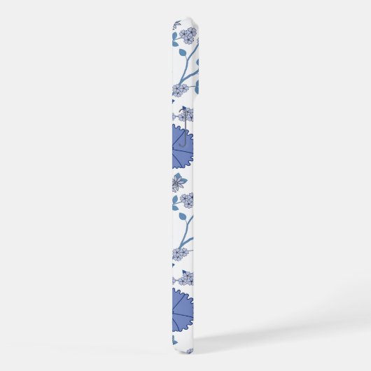 Jacobean Floral Big Pattern Blues op wit iPhone Hoesje (Rechterkant)
