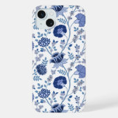 Jacobean Floral Big Pattern Blues op wit iPhone Hoesje (Achterkant)