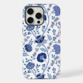 Jacobean Floral Big Pattern Blues op wit iPhone Hoesje (Achterkant)
