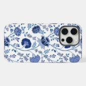 Jacobean Floral Big Pattern Blues op wit iPhone Hoesje (Achterkant horizontaal)