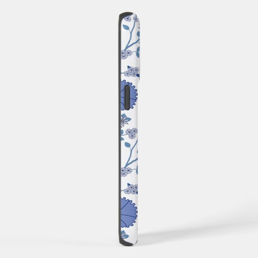 Jacobean Floral Big Pattern Blues op wit iPhone Hoesje (Rechterkant)