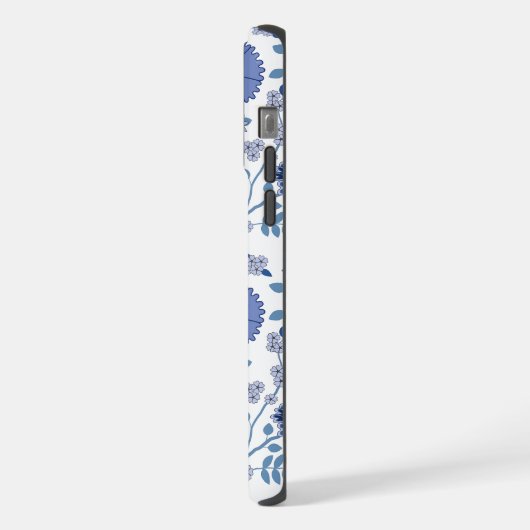 Jacobean Floral Big Pattern Blues op wit iPhone Hoesje (Linkerkant)